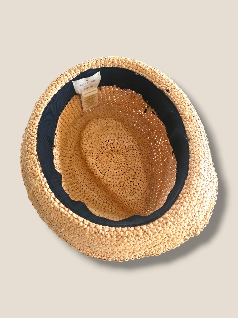 kate spade Straw Fedora Hat with Black Bow - Picture 2 of 4